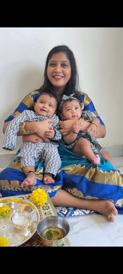 Mother and kids in matching silk sets