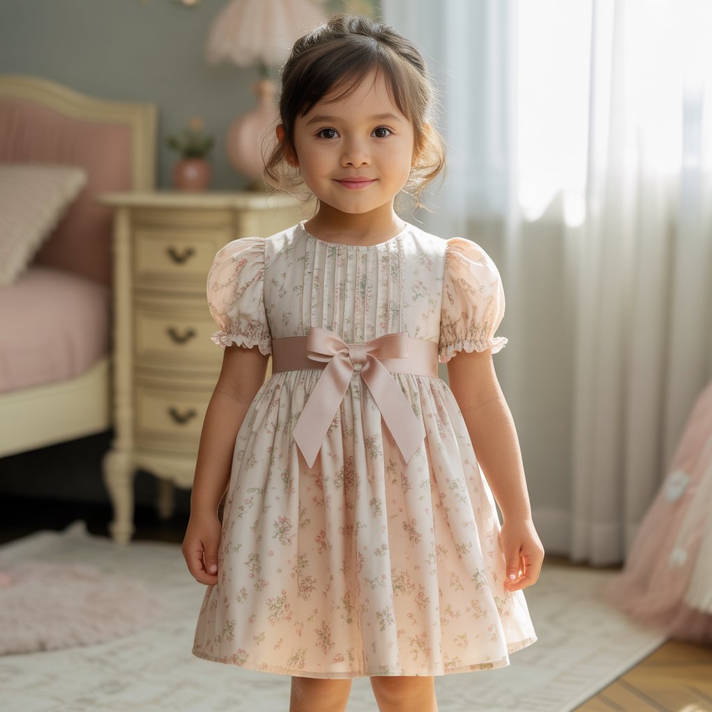 Blush Pink Pintuck Ribbon Frock
